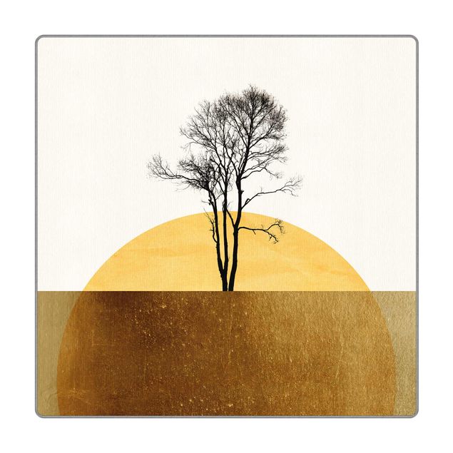 Webteppich Goldene Sonne mit Baum