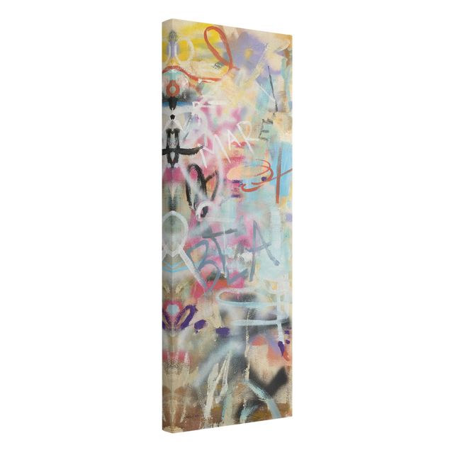 Moderne Leinwandbilder Wohnzimmer Graffiti Love in Pastell