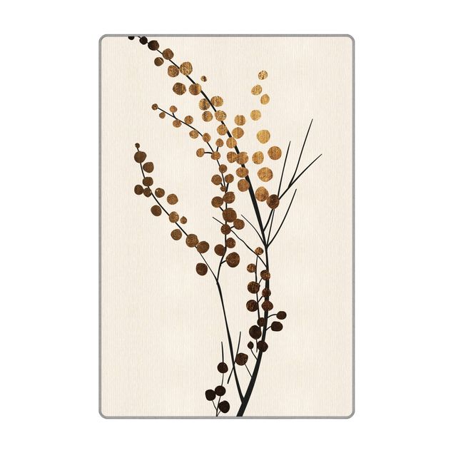 Gewebeteppich Grafische Pflanzenwelt - Beeren Gold