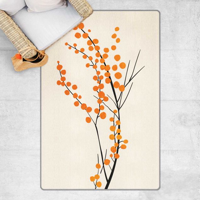 Moderner Teppich Grafische Pflanzenwelt - Beeren Orange