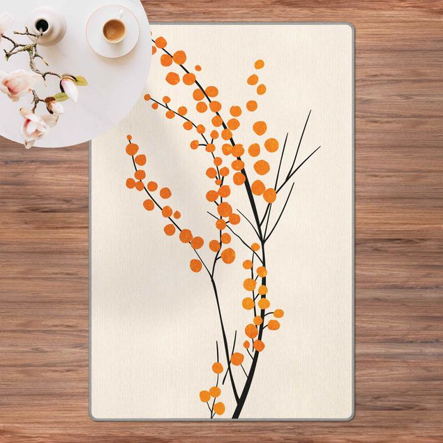 Teppich Blumen Grafische Pflanzenwelt - Beeren Orange