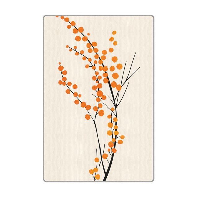 Gewebeteppich Grafische Pflanzenwelt - Beeren Orange