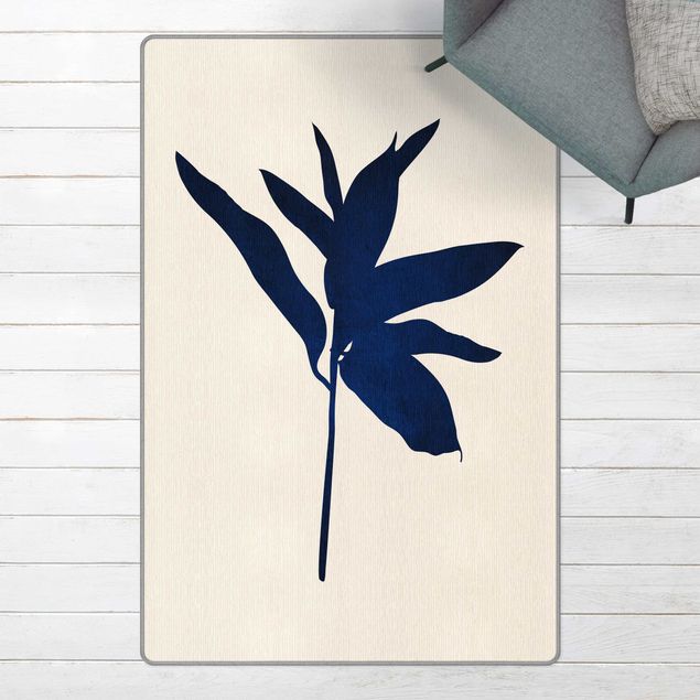 Moderner Teppich Grafische Pflanzenwelt - Blau