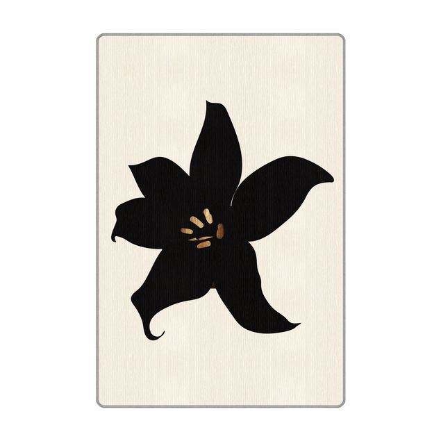 Teppiche groß Grafische Pflanzenwelt - Orchidee Schwarz und Gold