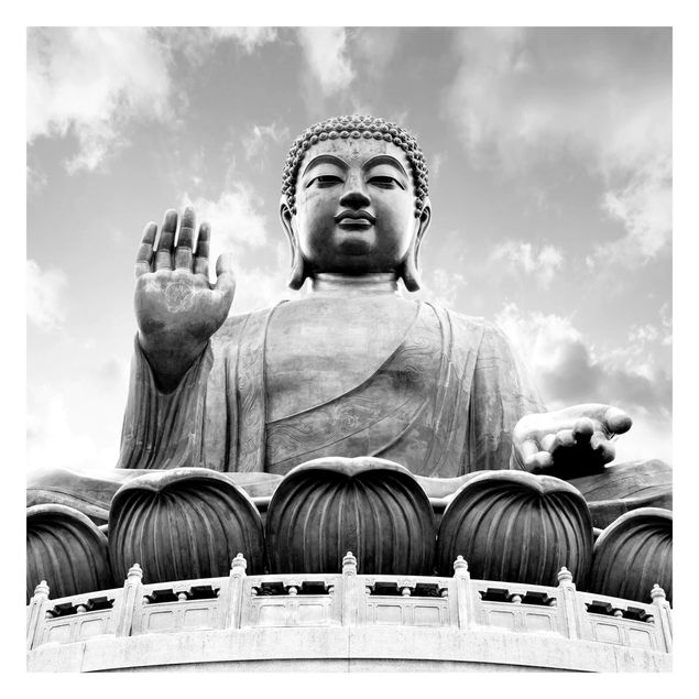 Design Tapete Großer Buddha Schwarz-Weiß