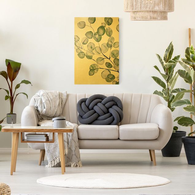 Wandbilder Wohnzimmer modern Grünes Aquarell Eukalyptuszweig