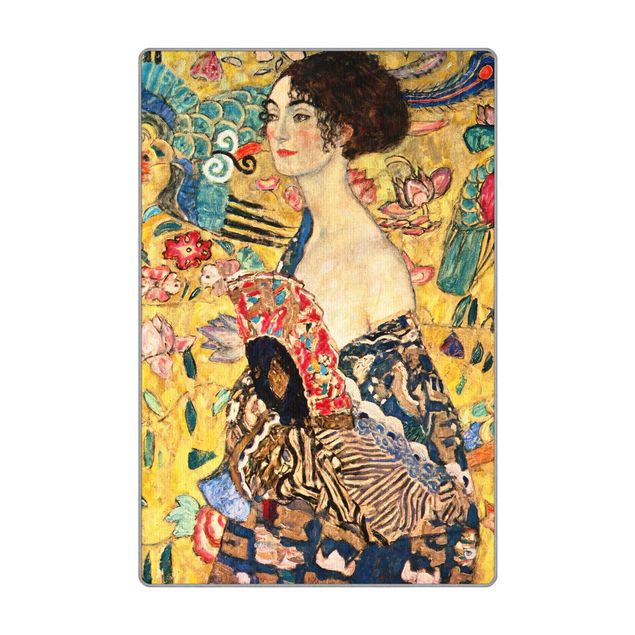 Gewebeteppich Gustav Klimt - Dame mit Fächer
