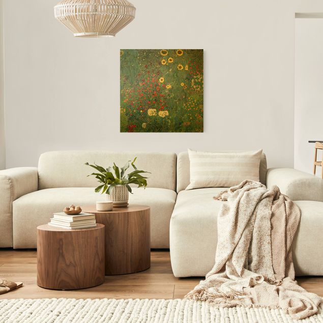 Leinwand Blumen Gustav Klimt - Garten Sonnenblumen