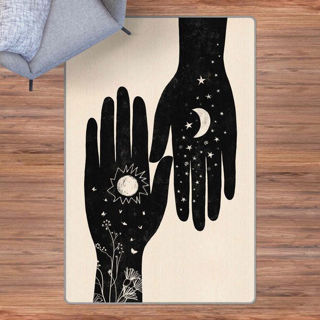 Moderne Teppiche Hände mit Mond und Sonne