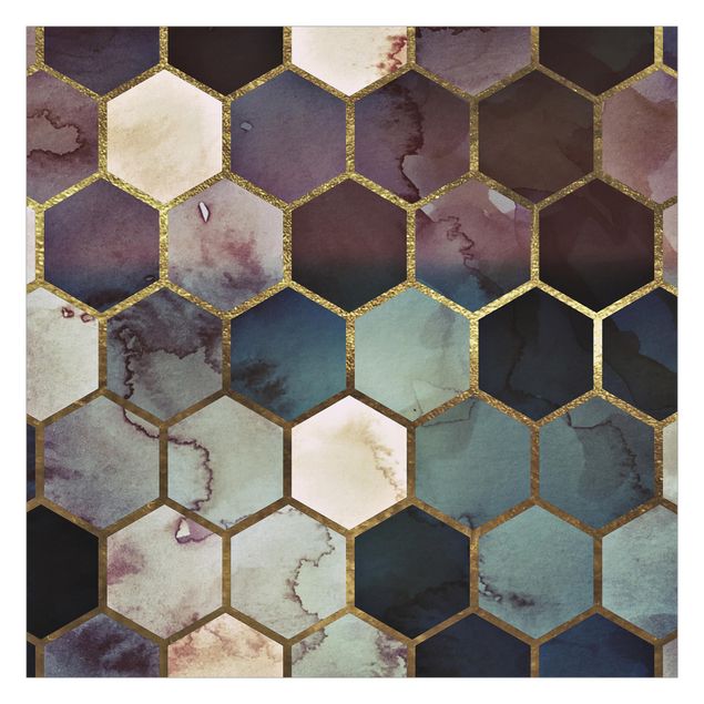Tapete gold Hexagonträume Aquarell Muster