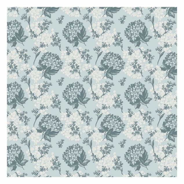 Fototapeten Hortensia pattern in blue