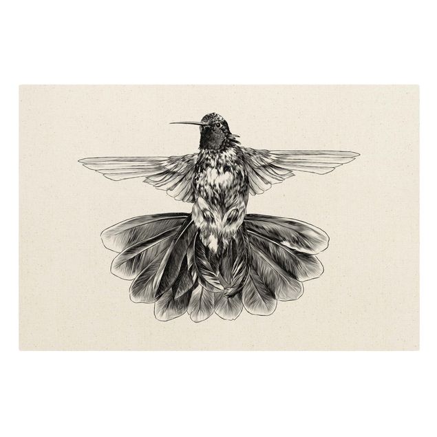 Leinwandbilder Wohnzimmer modern Illustration fliegender Kolibri Schwarz