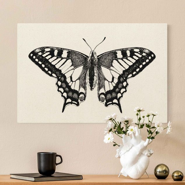 Schmetterlinge Leinwand Illustration fliegender Schwalbenschwanz Schwarz