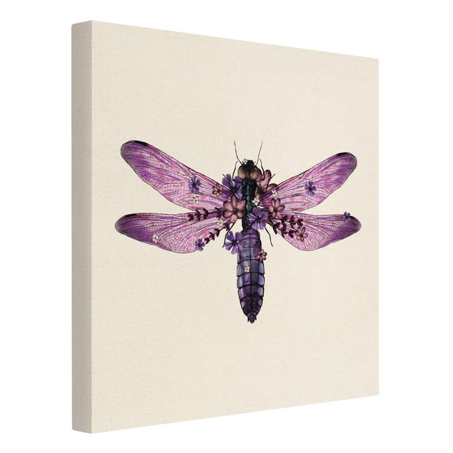 Leinwandbilder Illustration florale Libelle