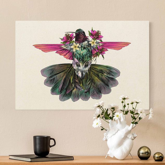 Leinwandbilder Vögel Illustration floraler Kolibri