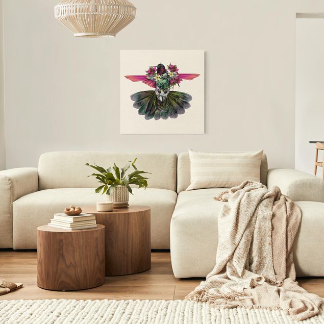 Leinwandbilder Tier Illustration floraler Kolibri
