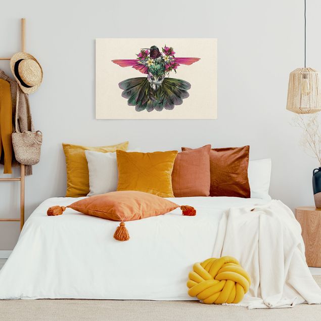 Wandbilder Tiere Illustration floraler Kolibri