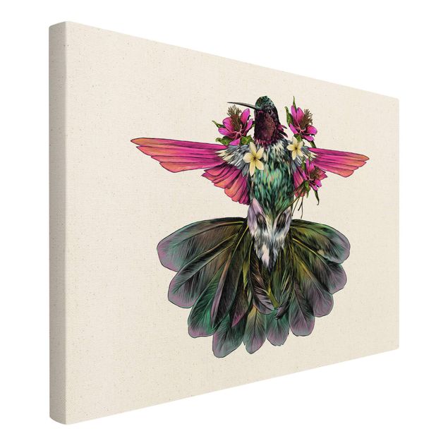 Wandbilder Illustration floraler Kolibri