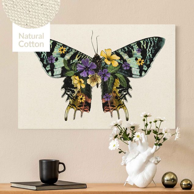 Wandbilder XXL Illustration floraler Madagaskar Schmetterling