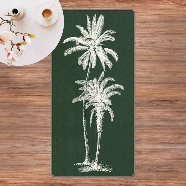 Teppich Blumen Illustration Palmen auf Grün