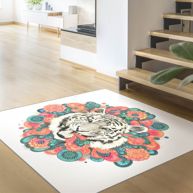 Große Teppiche Illustration Tiger Zeichnung Mandala Paisley