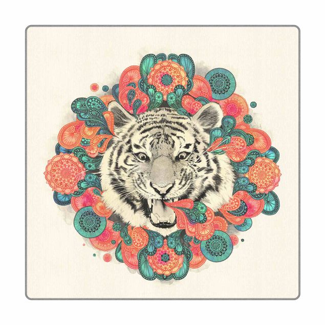 Teppich - Illustration Tiger Zeichnung Mandala Paisley