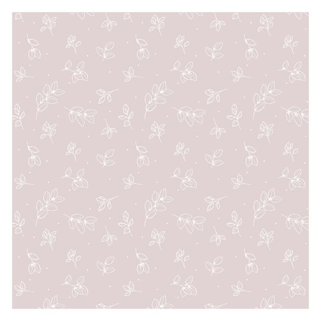 Wandtapete Design Illustrierte Blätter Muster Pastell Rosa