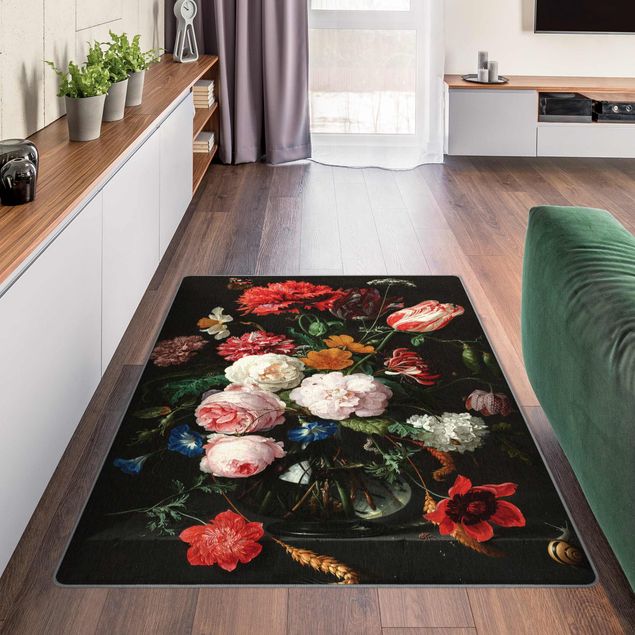Teppiche Jan Davidsz de Heem - Stillleben mit Blumen in einer Glasvase