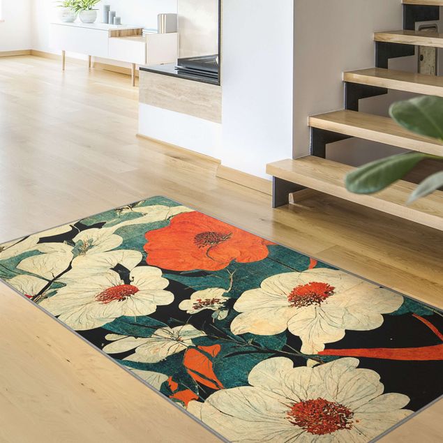 Teppiche Japanische Trockenblumen
