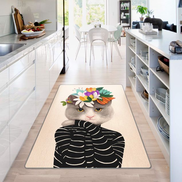 Teppich creme Katze in Rollkragenpullover