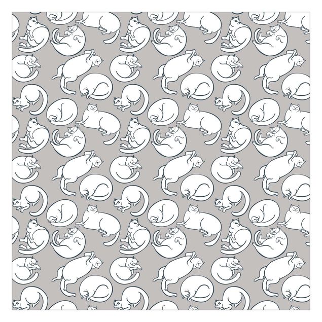 Fototapete grau Katzen Muster in Grau