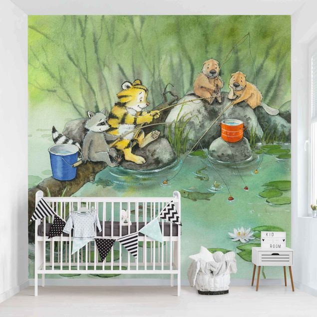 Kinderzimmer Tapete Tiere Kleiner Tiger - Beim Angeln