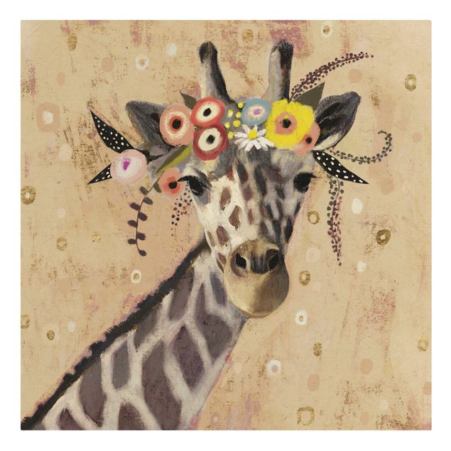 Tierbilder auf Leinwand Klimt Giraffe