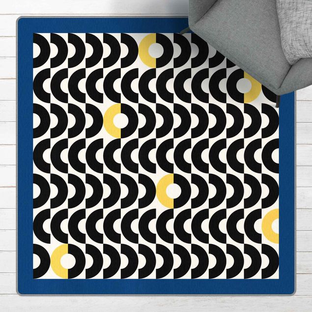 Moderner Teppich Komposition aus halben Kreisen mit Rahmen
