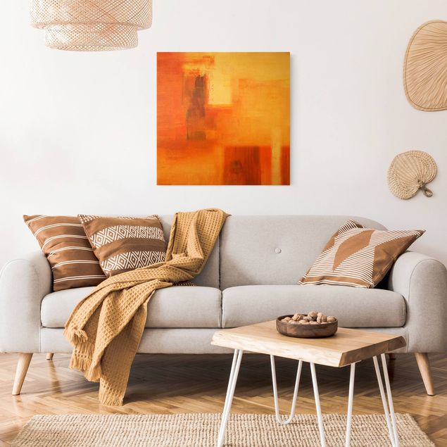 Wandbilder abstrakt Komposition in Orange und Braun 02
