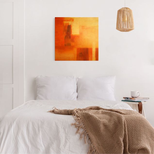 Wandbilder abstrakt Komposition in Orange und Braun 02