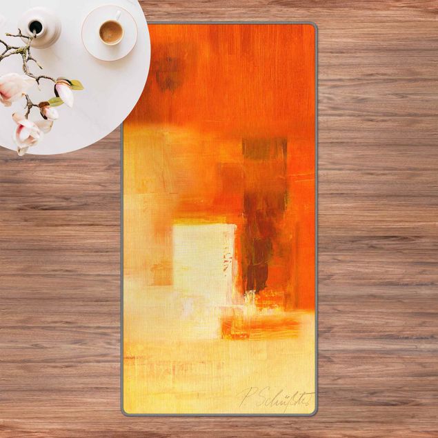 Moderner Teppich Komposition in Orange und Braun 03