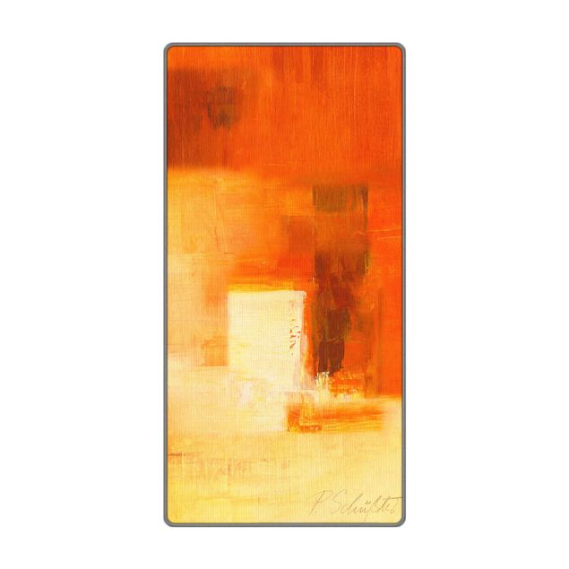 grosser Teppich Komposition in Orange und Braun 03