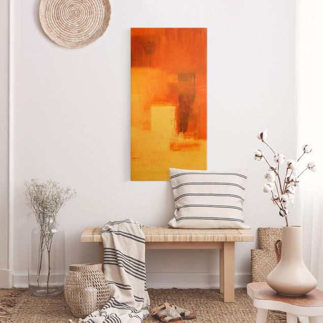 Leinwandbilder abstrakt Komposition in Orange und Braun 03