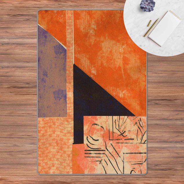 Teppich orange Kunstvolle Collage