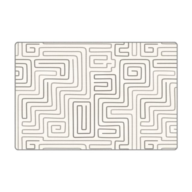 Teppich - Labyrinth Muster in Grau