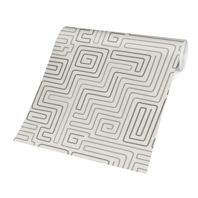 Tapete grau Labyrinth Muster in Grau