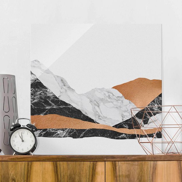 Wandbilder abstrakt Landschaft in Marmor und Kupfer