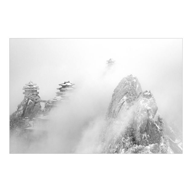 Weiße Tapeten Laojun Berge in China Schwarz-Weiß