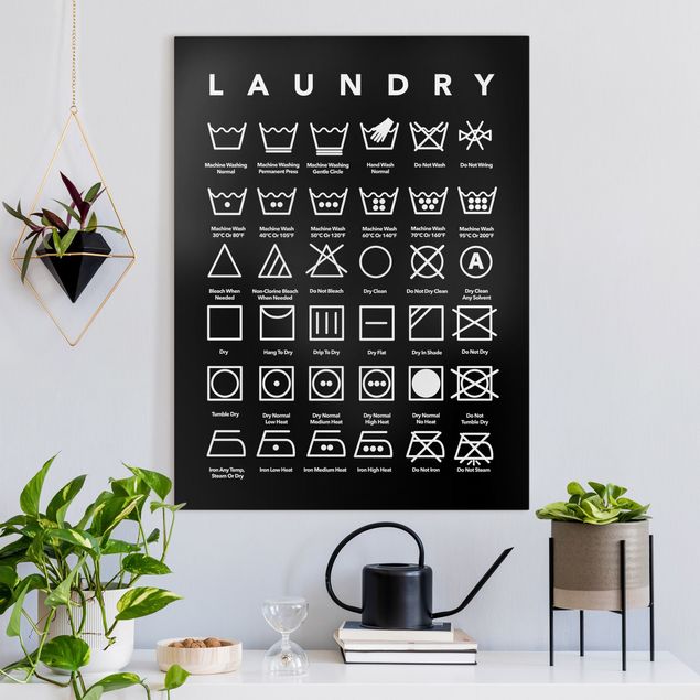Leinwandbilder XXL Laundry Symbole Schwarz-Weiß
