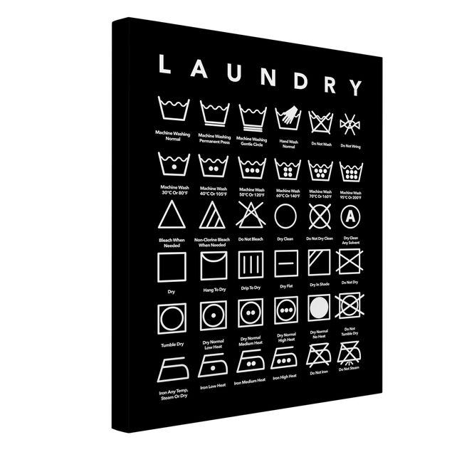 Leinwandbilder Sprüche Laundry Symbole Schwarz-Weiß