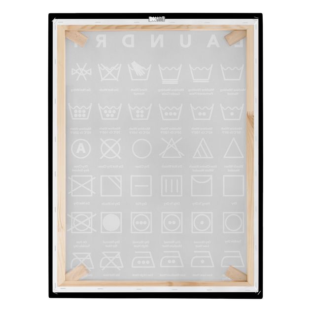 Bilder auf Leinwand Laundry Symbole Schwarz-Weiß