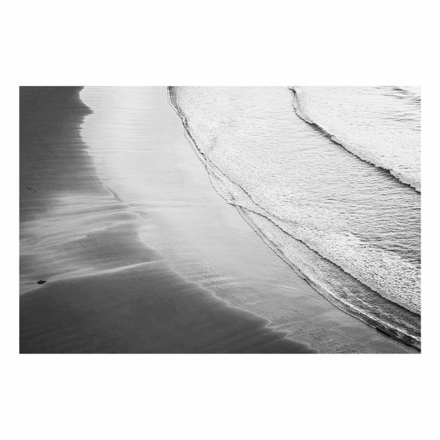 Bilder auf Glas Leichter Wellengang am Strand Schwarz Weiß