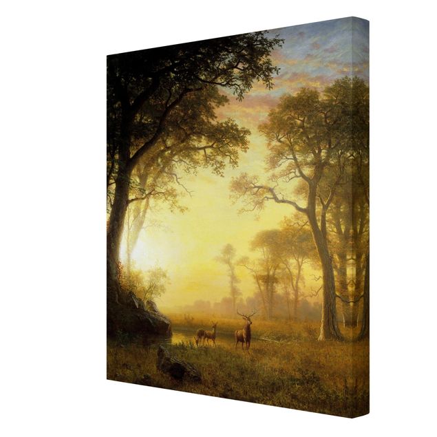 Leinwand Kunstdruck Albert Bierstadt - Sonnenbeschienene Lichtung