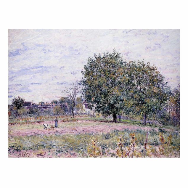 Leinwandbild - Alfred Sisley - Walnussbäume im Abendlicht - Anfang Oktober - Quer 4:3